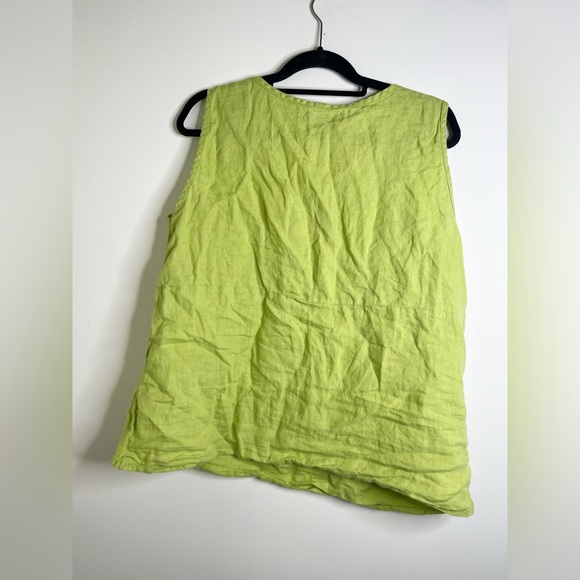 Flax Green Linen Sleeveless Top - Picture 4 of 8